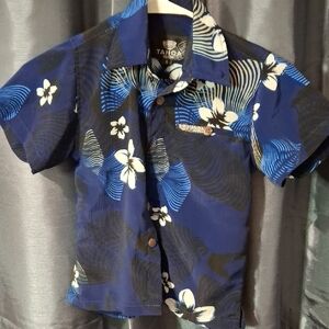 Tano Blue Button Down Shirt with Bold Floral Pattern